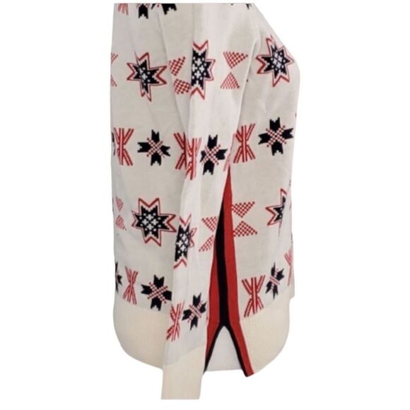Charter Club Mock Neck Snowflake Pullover Sweater Size XL Ivory Blue and Red - Picture 4 of 7